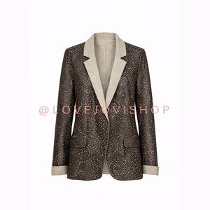 Blazer | Elaine Kim Die Cut Leather & Linen Single Breasted | Avant Garde Brown